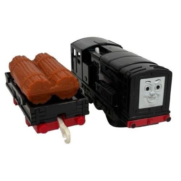 Thomas TOMY Trackmaster DIESEL 1997 1st Ed. Plarail w/ Flatbed Cargo Car VIDEO - Picture 1 of 15